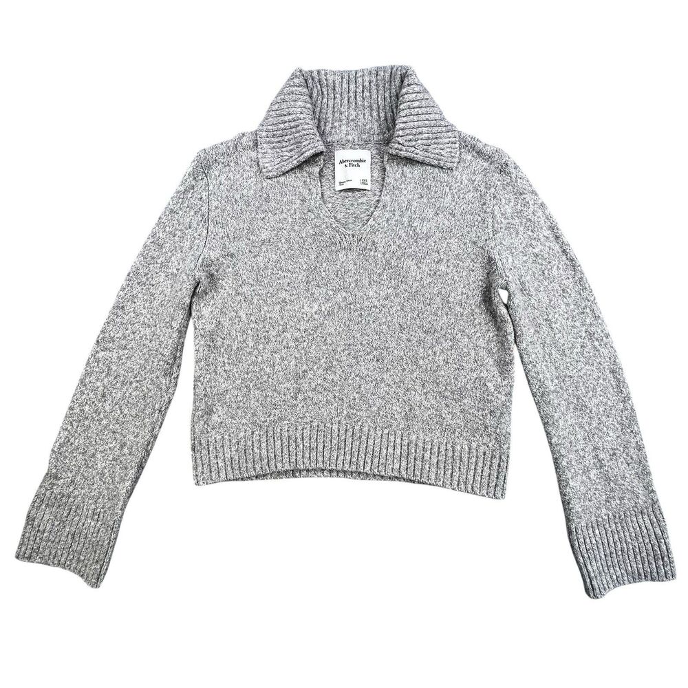 Abercrombie & Fitch Sweater Women’s Size XXS Gray Pullover Collar Flared Sleeves